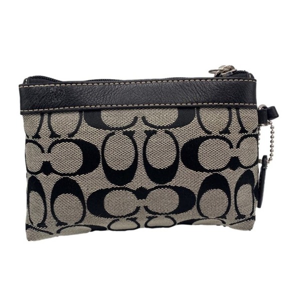 COACH Black and Gray Signature Canvas Wristlet - Picture 2 of 8
